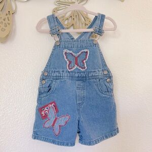 Vintage 90s y2k Butterfly Chambray Denim Overalls